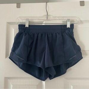 Navy low rise Lululemon Hotty hot shorts 2.5”